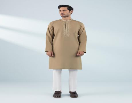 Embroidered Cotton Kurta - Slim Fit